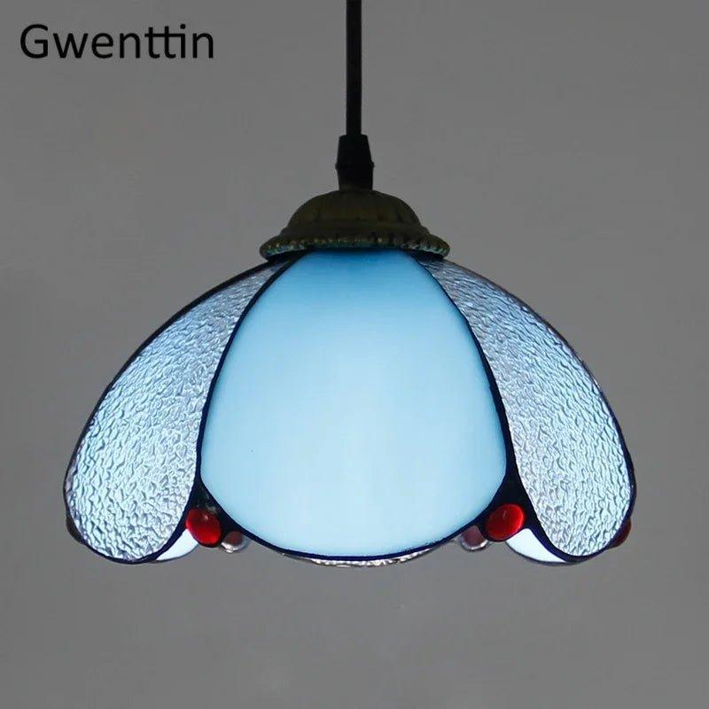 Tiffany Pendant Lights Mediterranean Loft Home Decor Creative Stained Glass Hanging Lamp Bedroom Dining Room Lighting Fixtures  