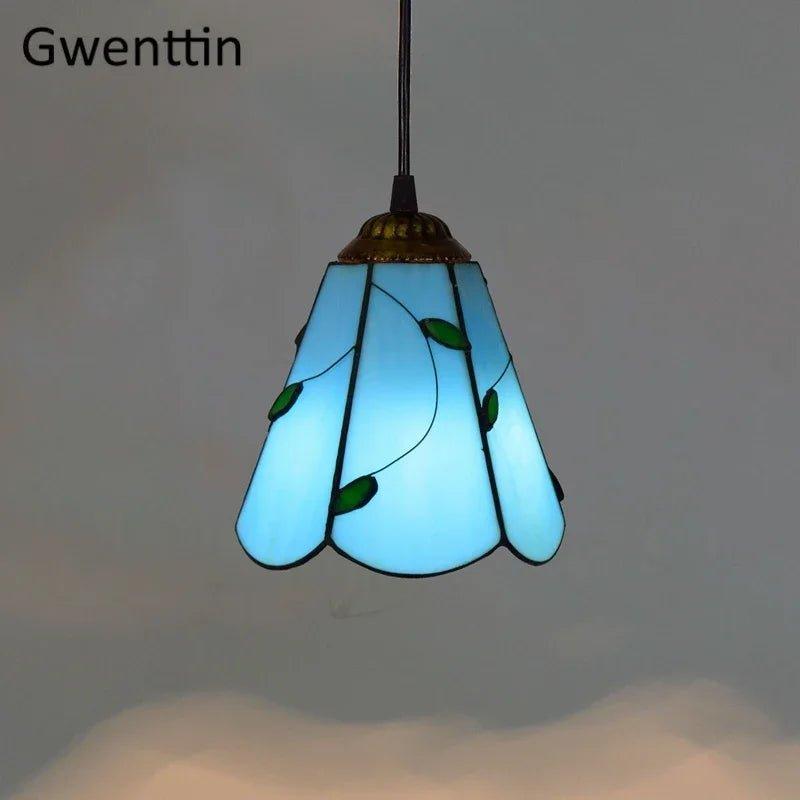 Tiffany Pendant Lights Mediterranean Loft Home Decor Creative Stained Glass Hanging Lamp Bedroom Dining Room Lighting Fixtures  