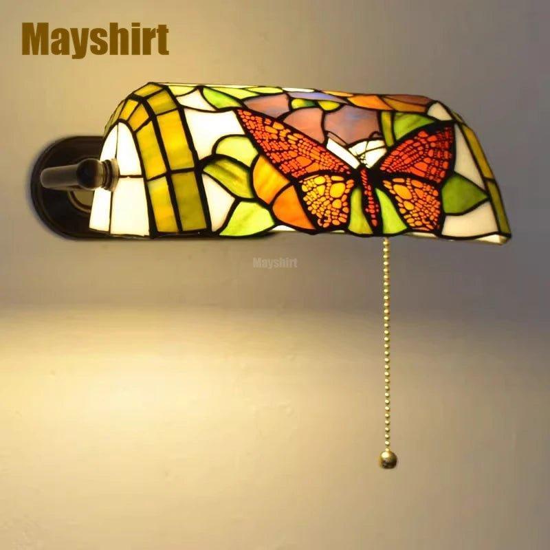 Tiffany Wall Lamp Mediterranean Baroque Stained Glass Wall Sconce Vintage Led Wall Lights for Home Bedroom Bathroom Mirror Light - Specialty Shades