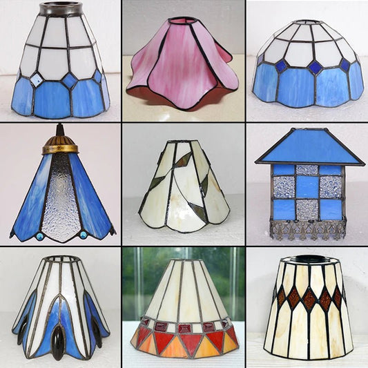 Vintage Stained Glass Lampshade for Pendant Lights Wall Sconce Stand Ceiling Lighting Tiffany Lamp Shade Bedside Bedroom Decor - Adrianas Specialty Lamp Shades